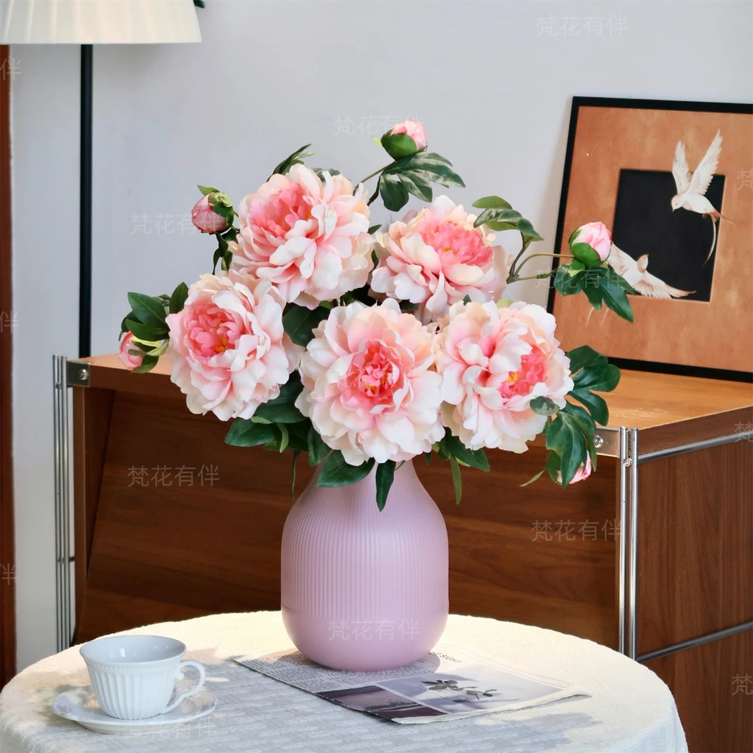 天姿牡丹仿真花茶几餐桌花客厅玄关柜鞋柜假花装饰花艺摆件