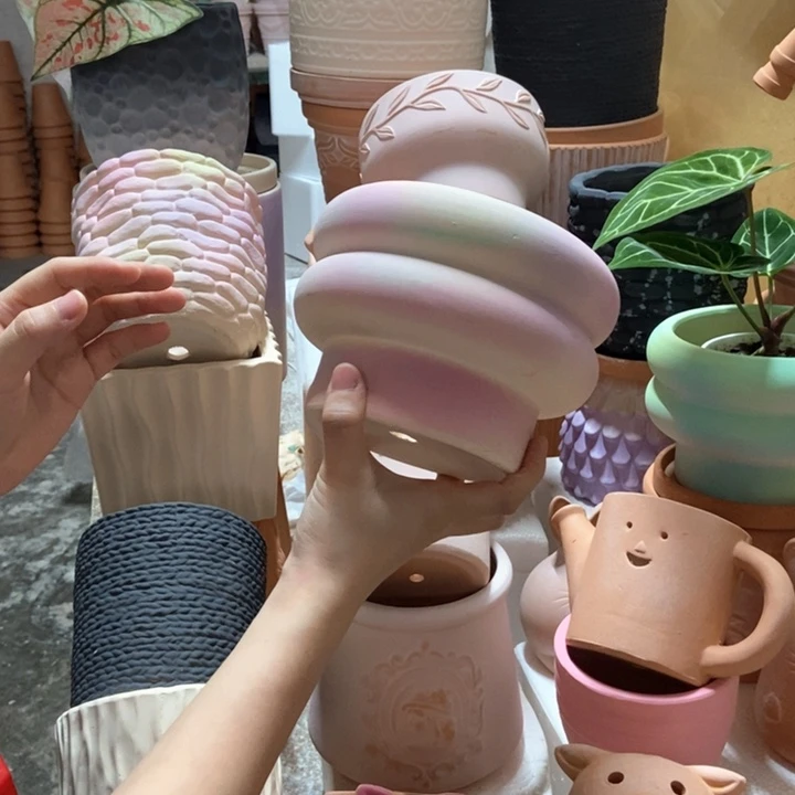 17×12炫彩粉甜甜圈 粗陶1个