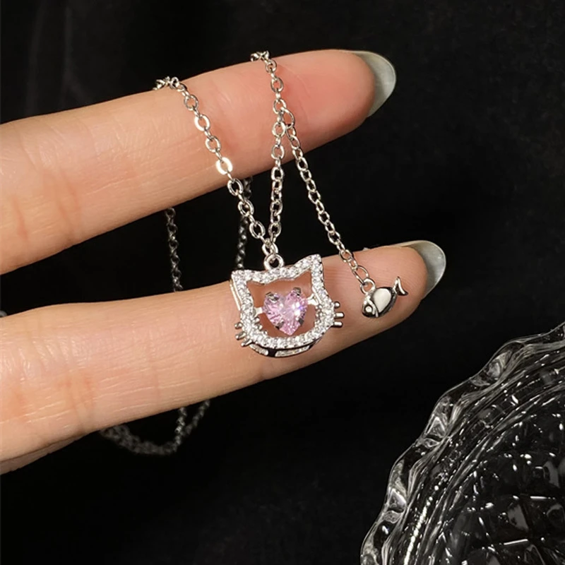 卡通猫咪项链女款轻奢小众高级感可爱小猫吊坠精美时尚饰品