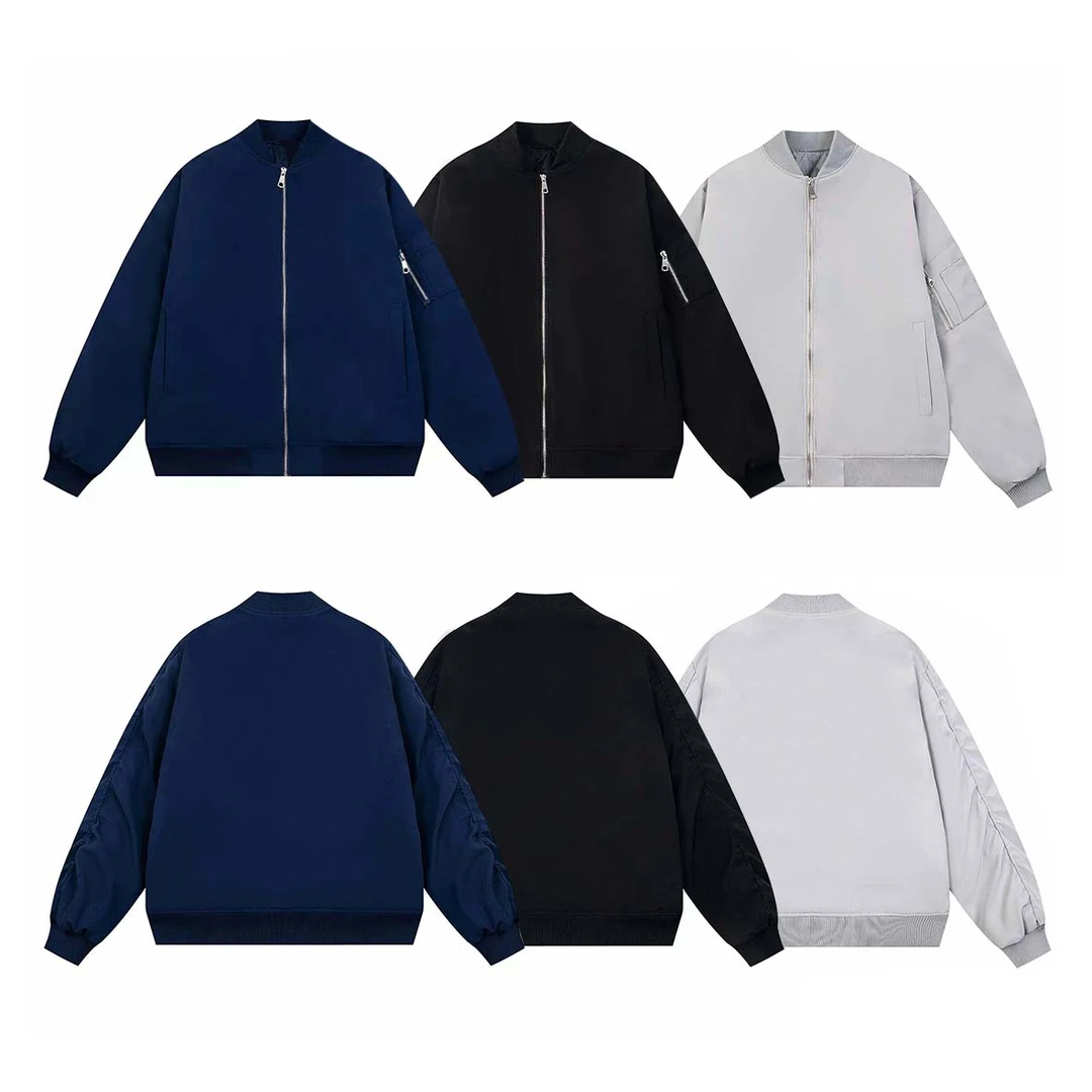 Rose2025春季新品百搭宽松纯色棒球领飞行夹克外套男女同款