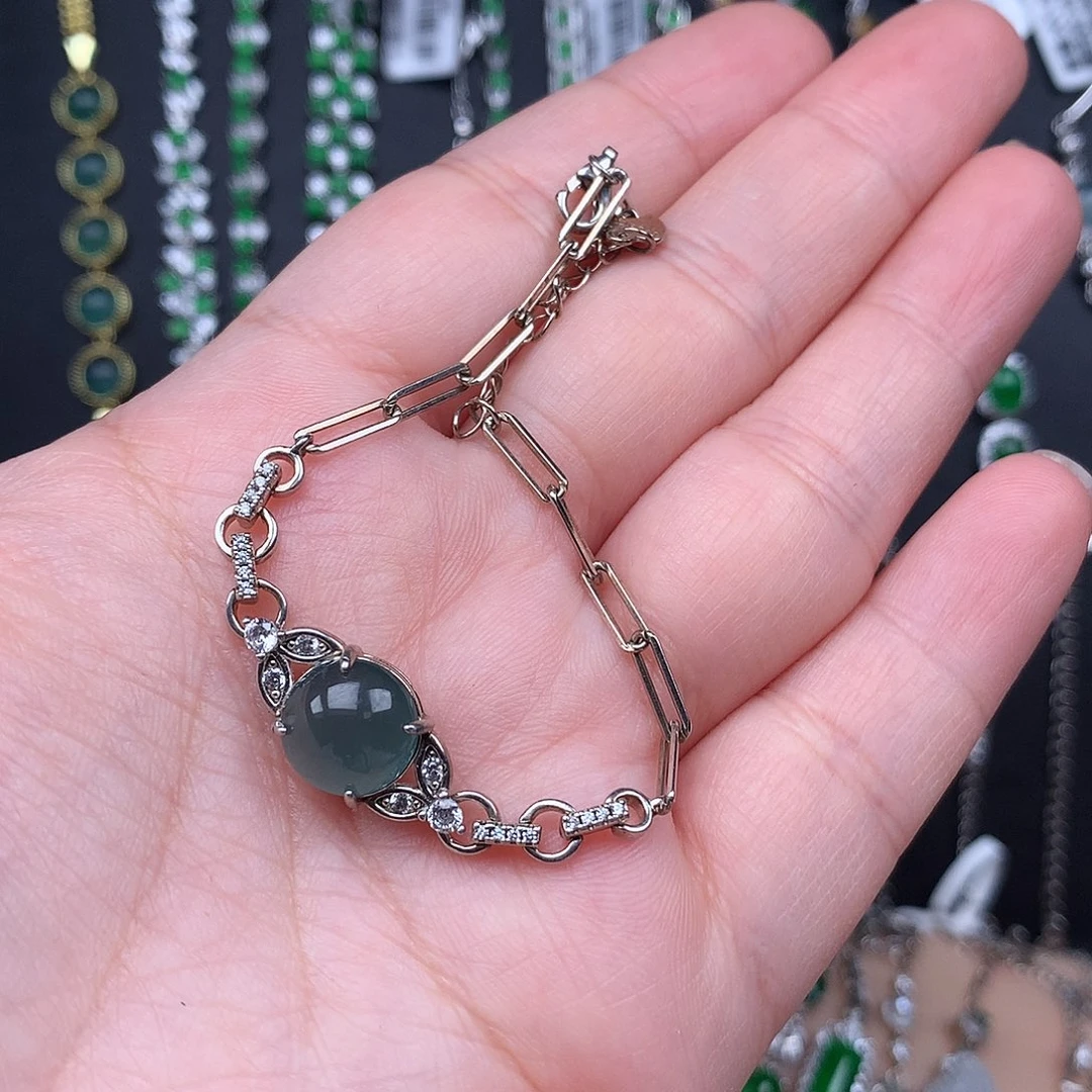翡翠银S925镶嵌手链