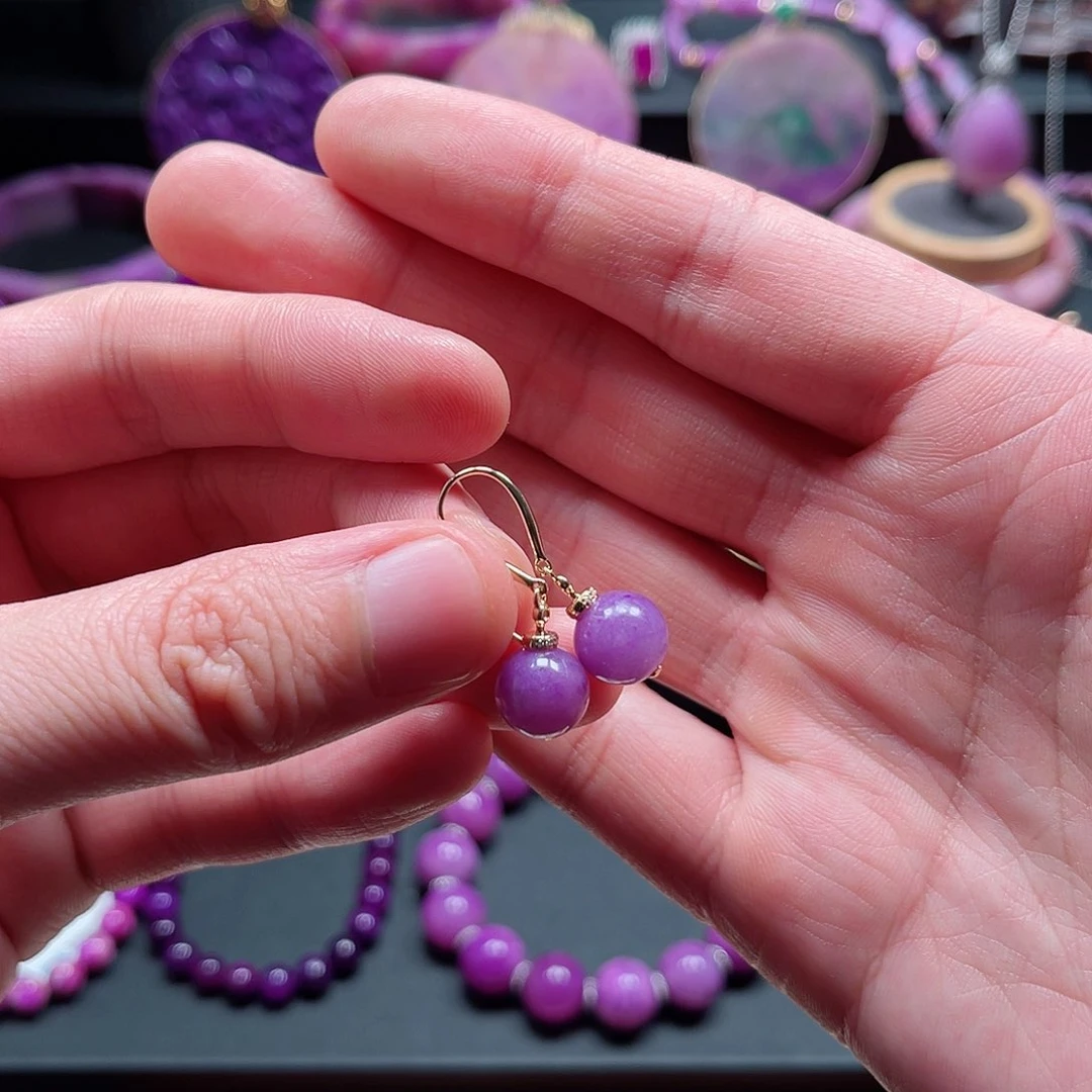 苏纪石（舒俱来）耳钩18K金镶嵌