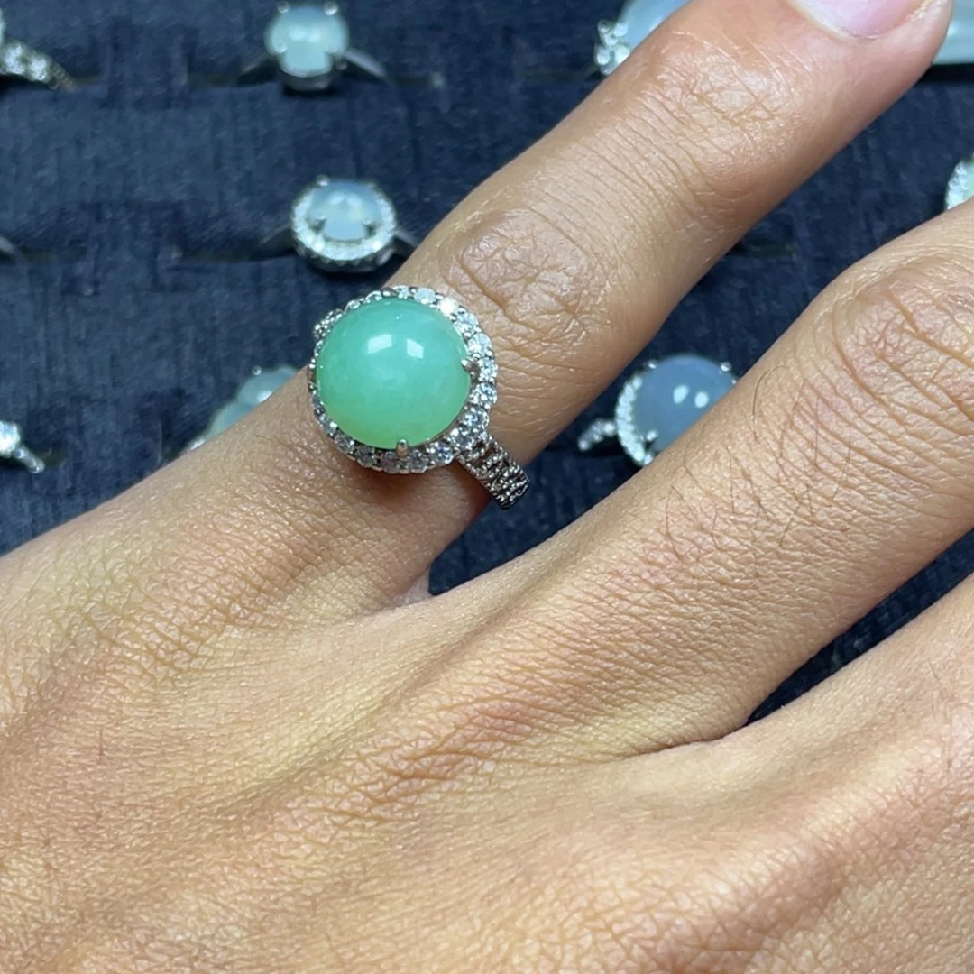 翡翠银S925镶嵌戒指