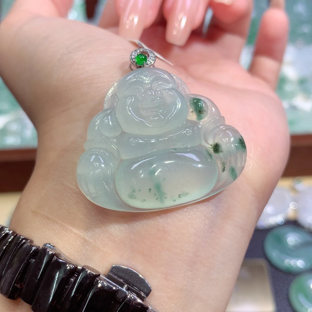 吊坠(不含链)18K金镶嵌翡翠