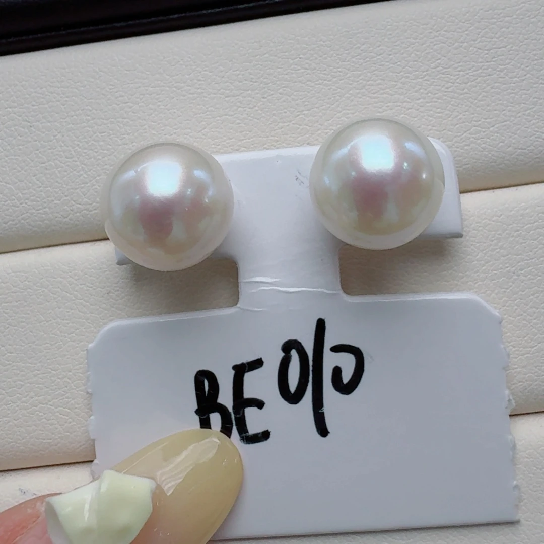 淡水珍珠18K金镶嵌耳饰@@be010