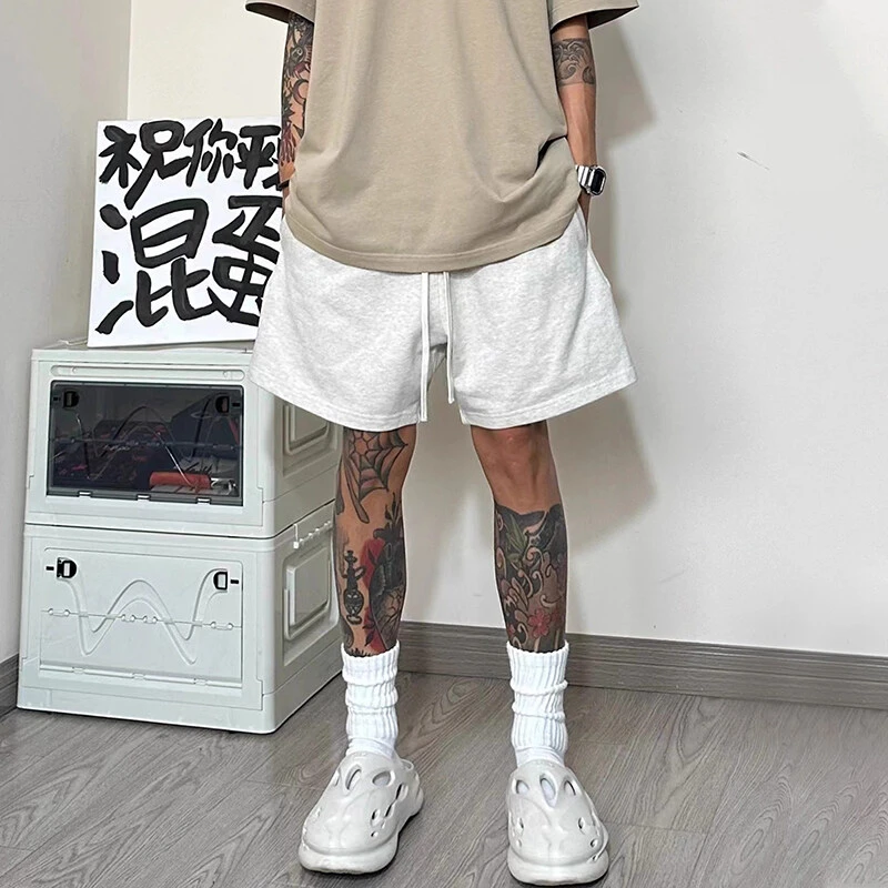 花灰色重磅休闲短裤男夏季美式cleanfit运动裤子潮牌宽松五分中裤
