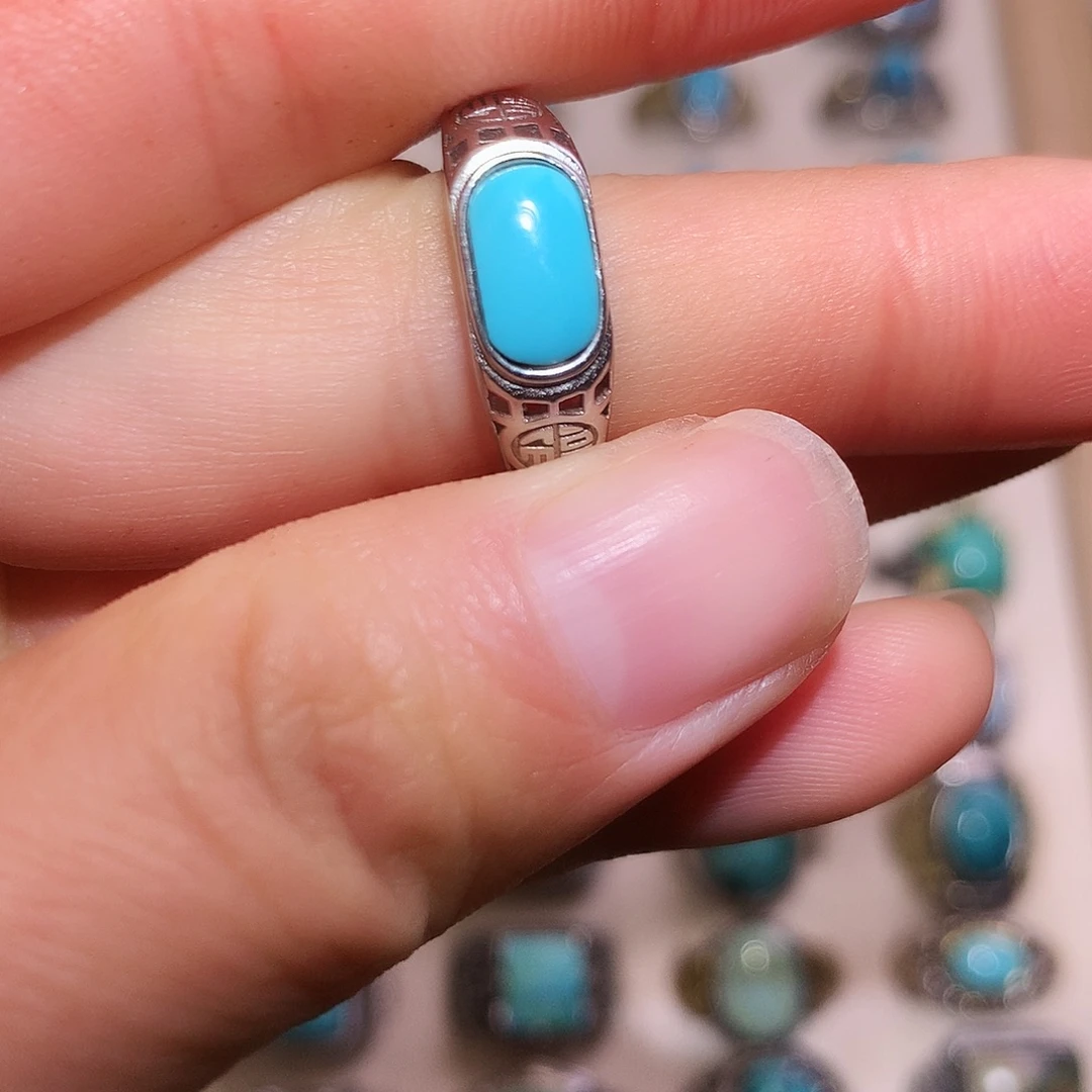 绿松石银S925镶嵌戒指