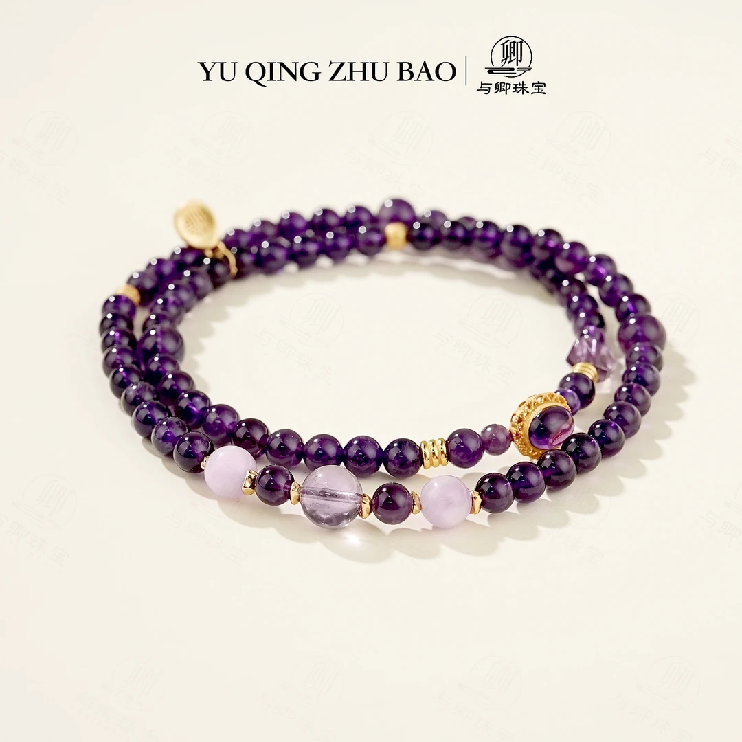 【空谷幽】与卿 6mm乌拉圭紫水晶+8mm紫锂辉+10mm紫水晶