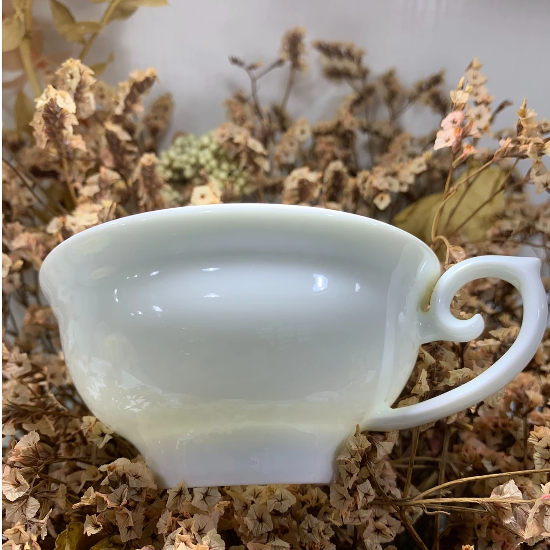 新粉福利景德镇高温白瓷手工带耳主人杯