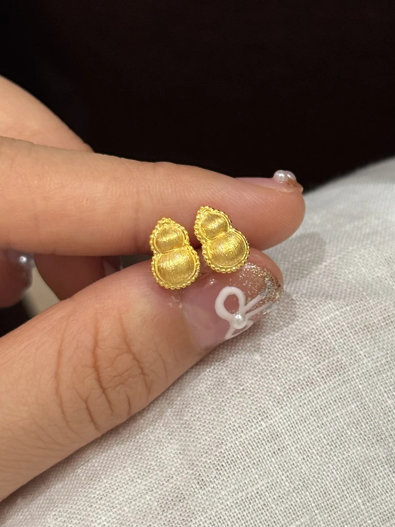 贝贝黄金 足金999 拉丝葫芦耳钉【5G耳饰】