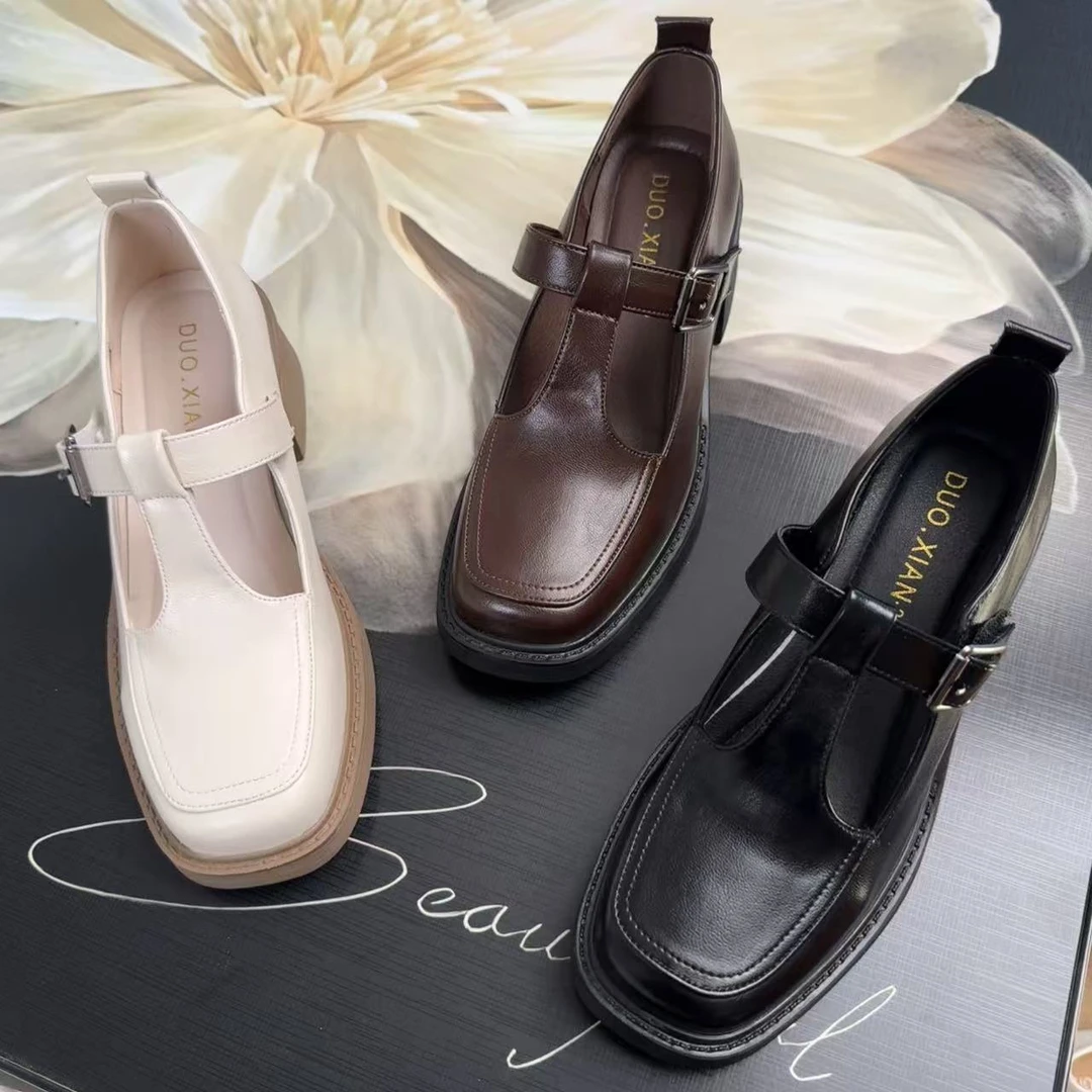 【品牌力荐】2025新款厚底复古单鞋时尚圆头英伦风玛丽珍9208