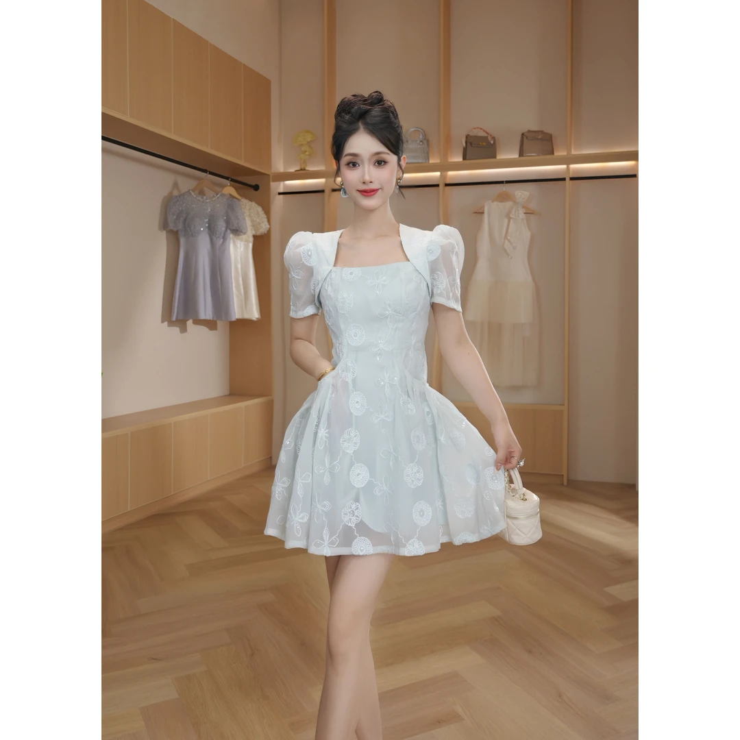 【设计师定制】新款时尚名媛收腰连衣裙气质轻奢显瘦21770