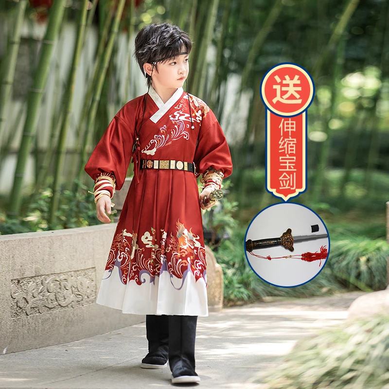 汉服古风潮款男童明制锦衣卫小男孩帅气武侠儿童古装侠客唐装男童