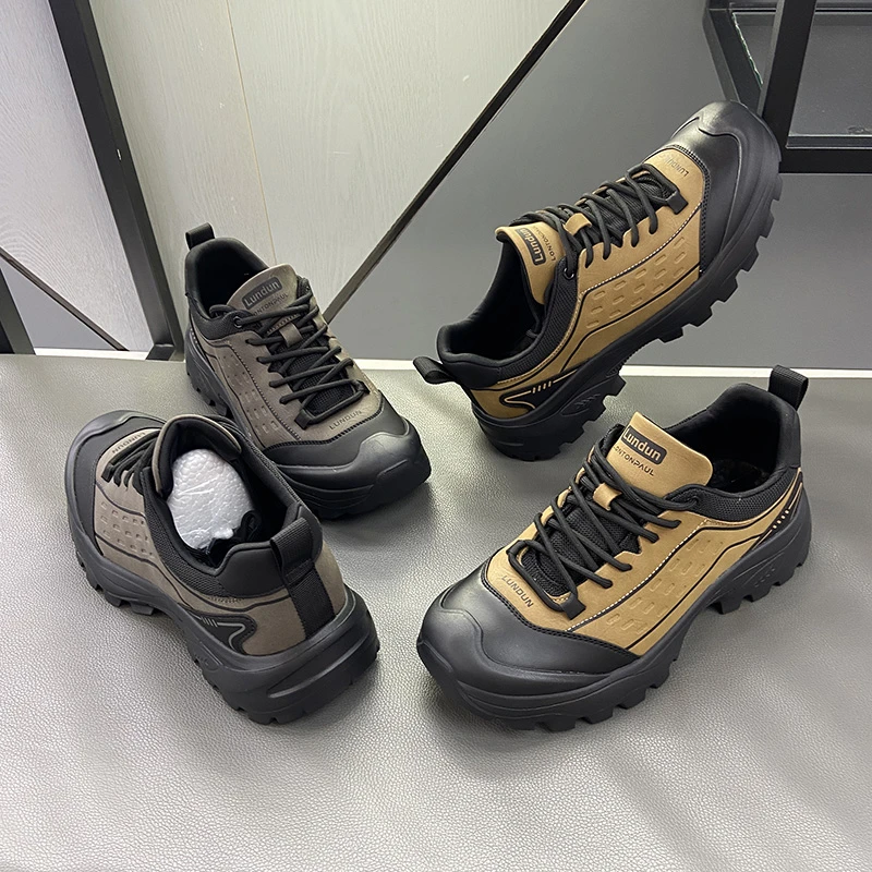 秋季百搭2025山系徒步休闲防撞防滑休闲潮流厚底轻质野营真皮男鞋