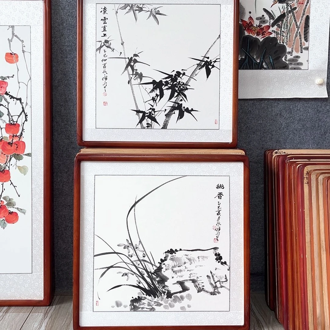 国画书画作品带框63×63