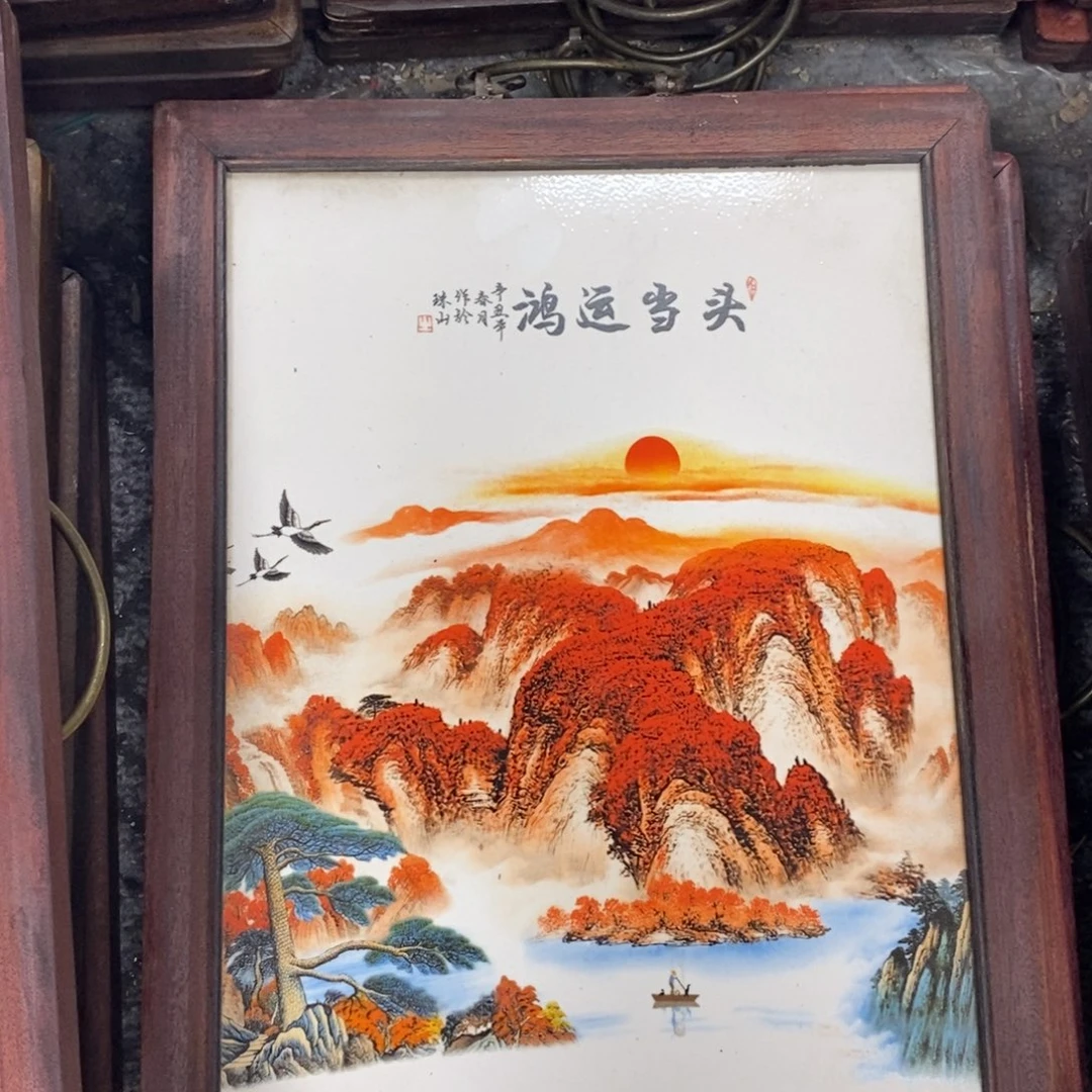 瓷片37*28*1景德镇瓷板画柴窑烧制