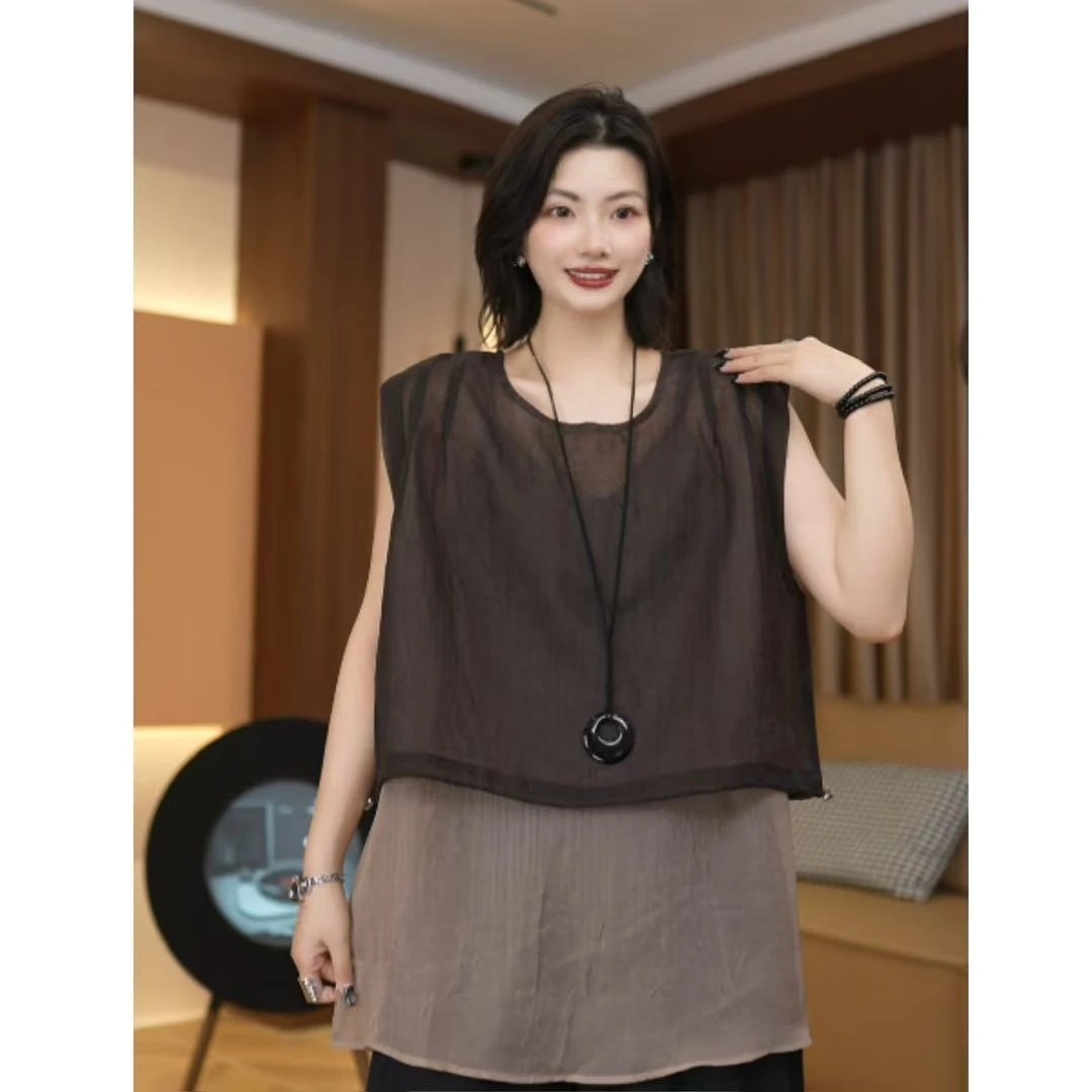 【三宅2.0】极简设计感假两件套女