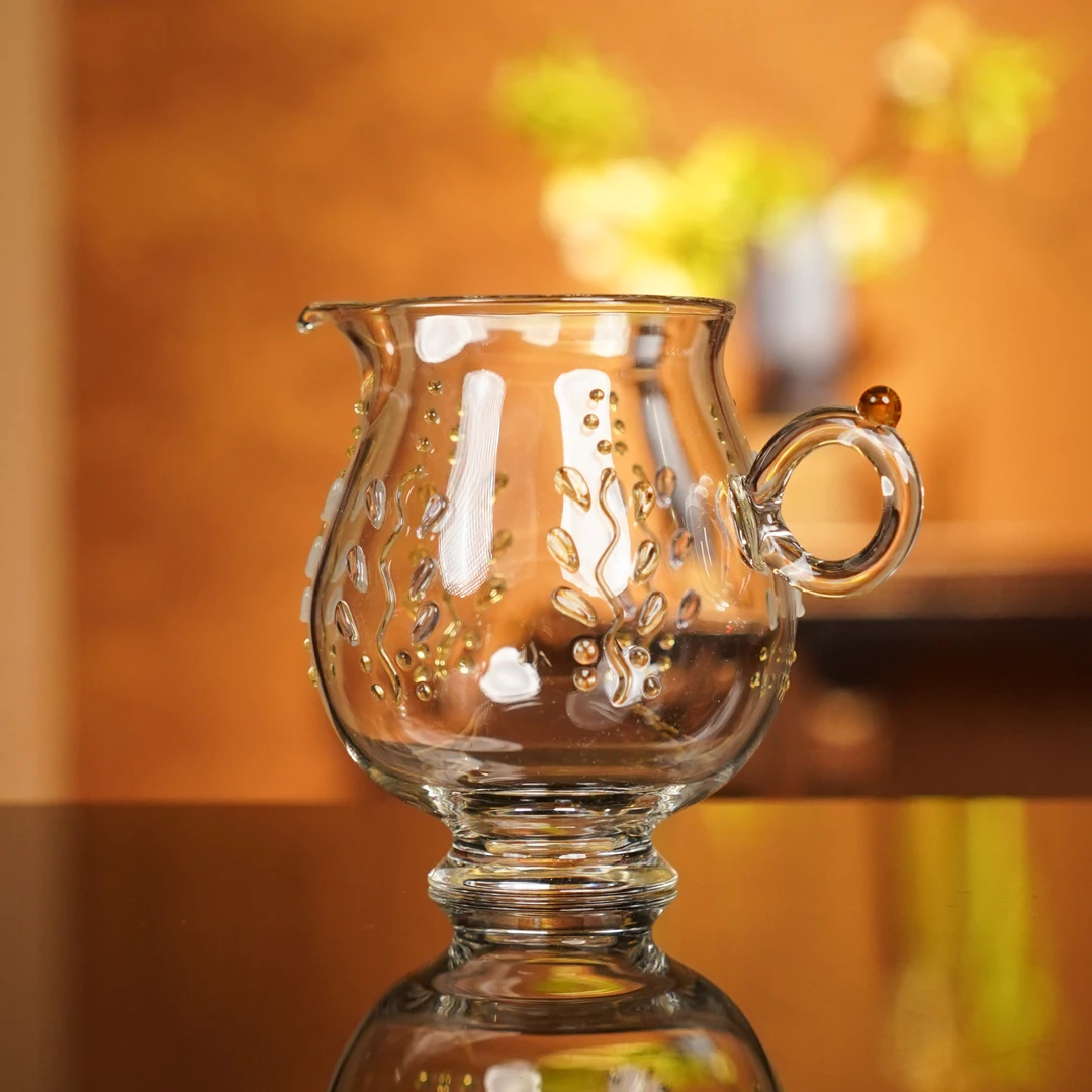 伴斤好物  洵海 玻璃云桉野公杯  分茶器功夫茶具加厚 XH104银