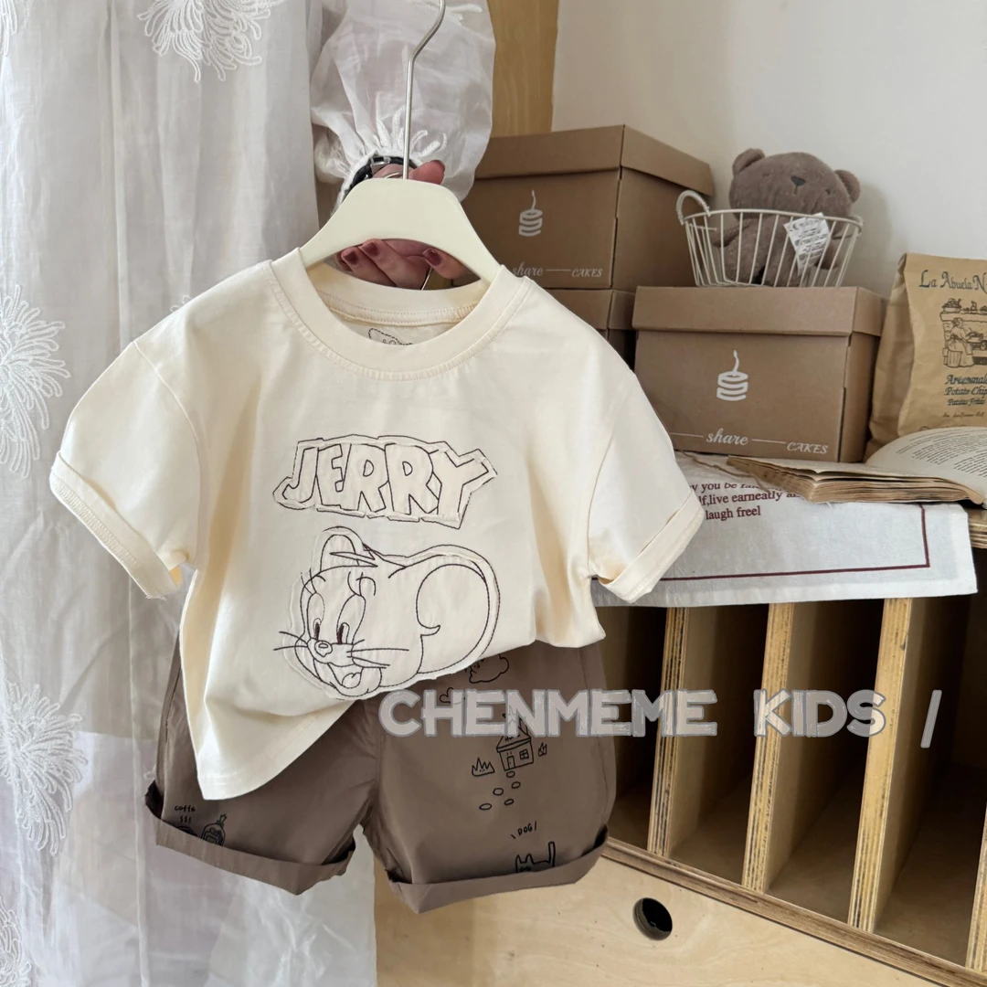 【陈么么】男童夏季新款两色潮流炸街必备拍照打卡神器男宝白色套装