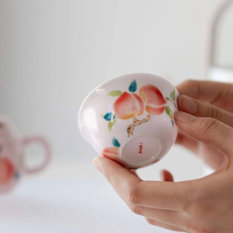 【水蜜桃】一念方知 杏粉白瓷水蜜桃杯茶杯