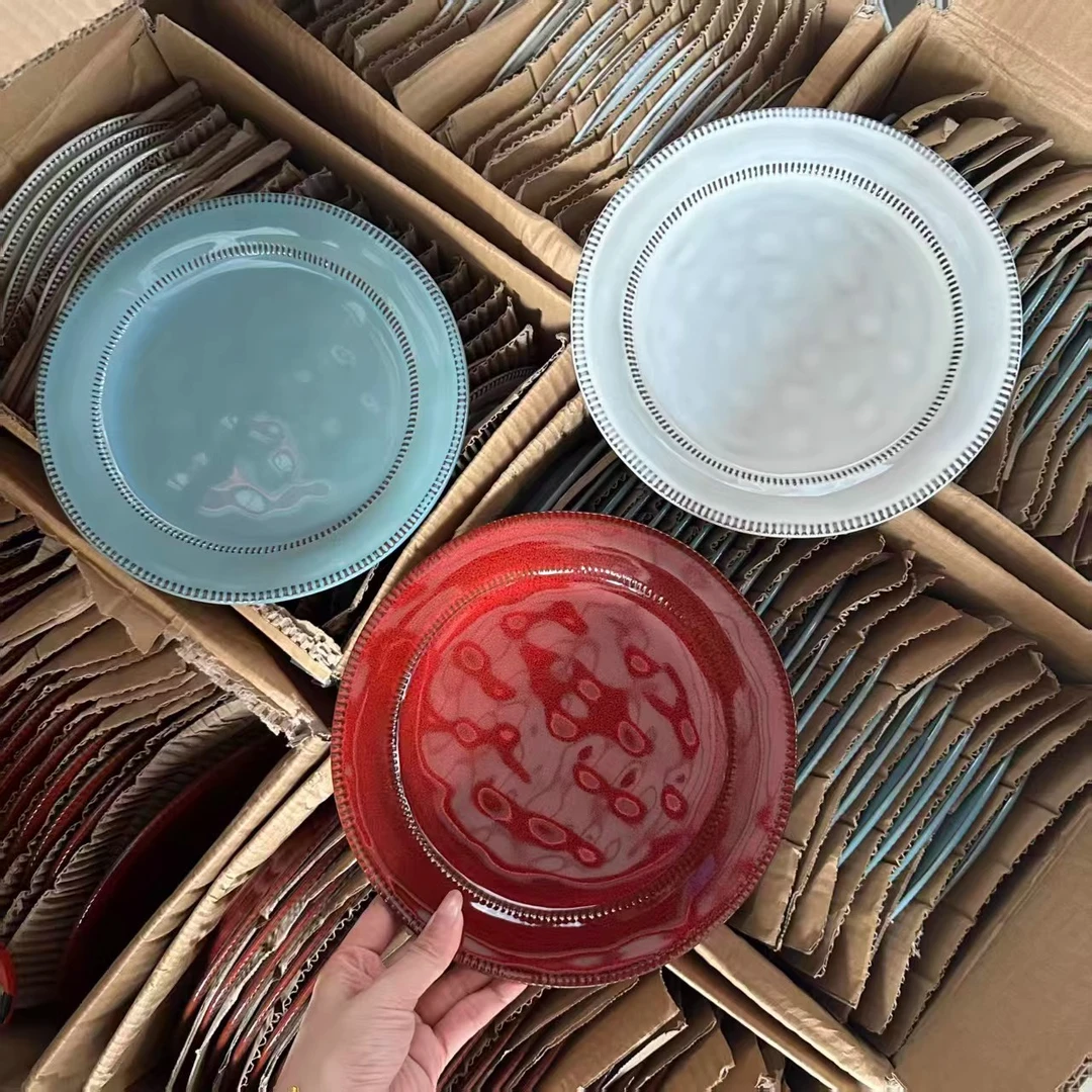 一诺厨房新款复古隐系列陶瓷盘组合套装家用陶瓷盘牛排甜品西餐盘