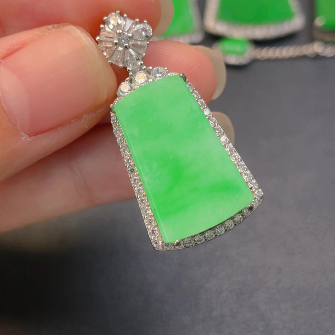 翡翠银S925镶嵌吊坠(不含链)