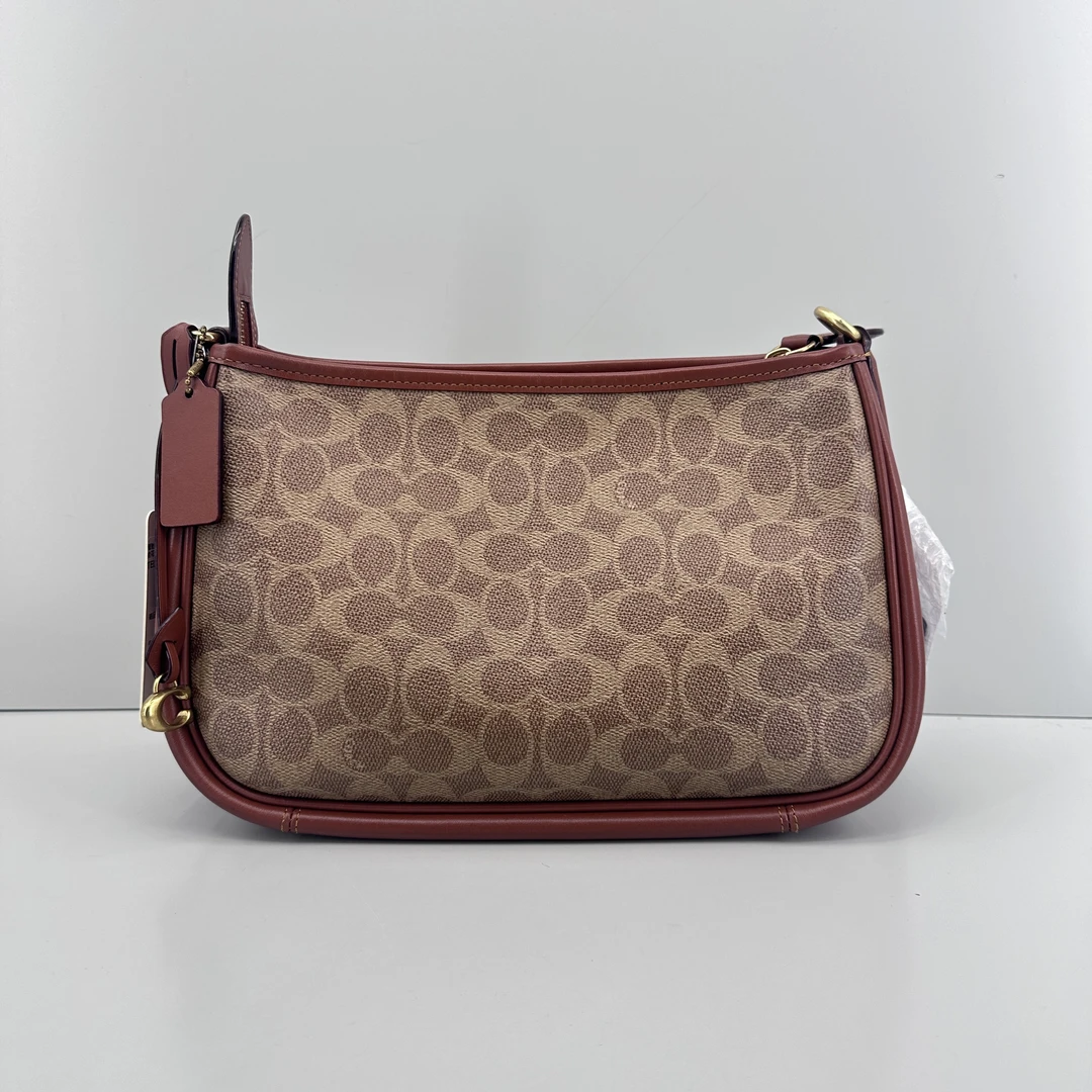 95新 COACH/蔻驰 cary28红棕老花腋下包28*19*12cmSM062401