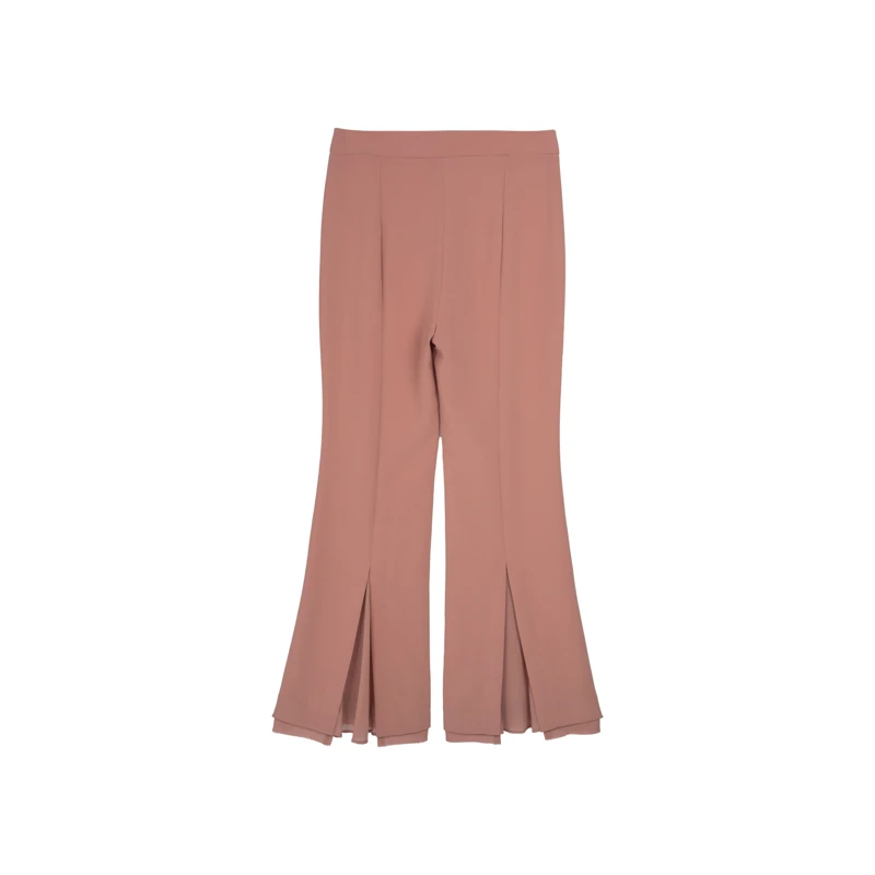 【她翼】春季休闲裤气质高腰直筒时尚开叉微喇设计DF4204321099