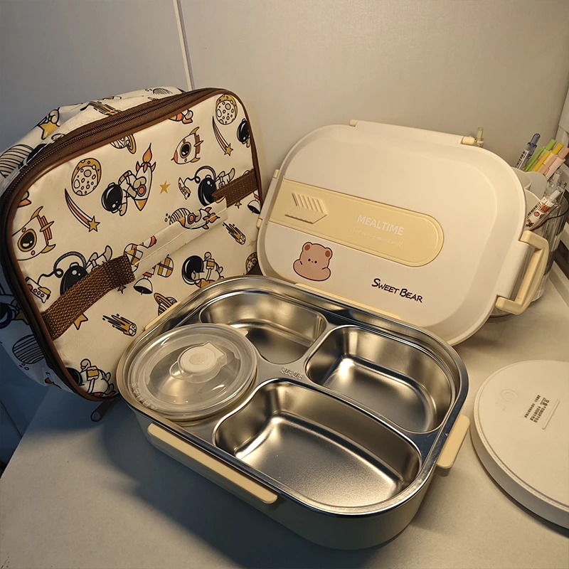 316不锈钢保温饭盒小学生专用儿童食堂打饭分格便当餐盒盘上班族