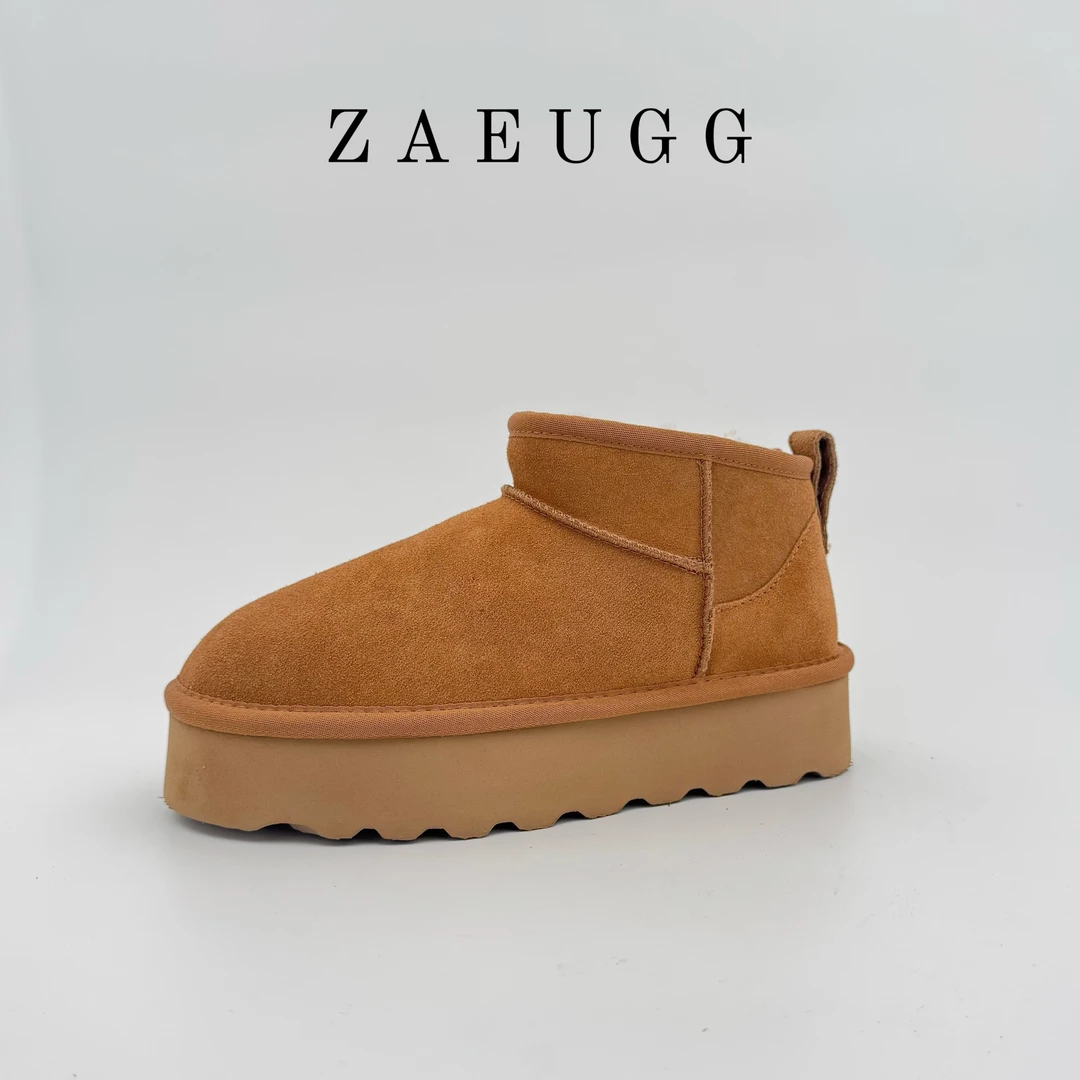 桑坡厚底3CM周冬雨明星同款纯牛皮羊皮毛一体舒适保暖透气雪地靴