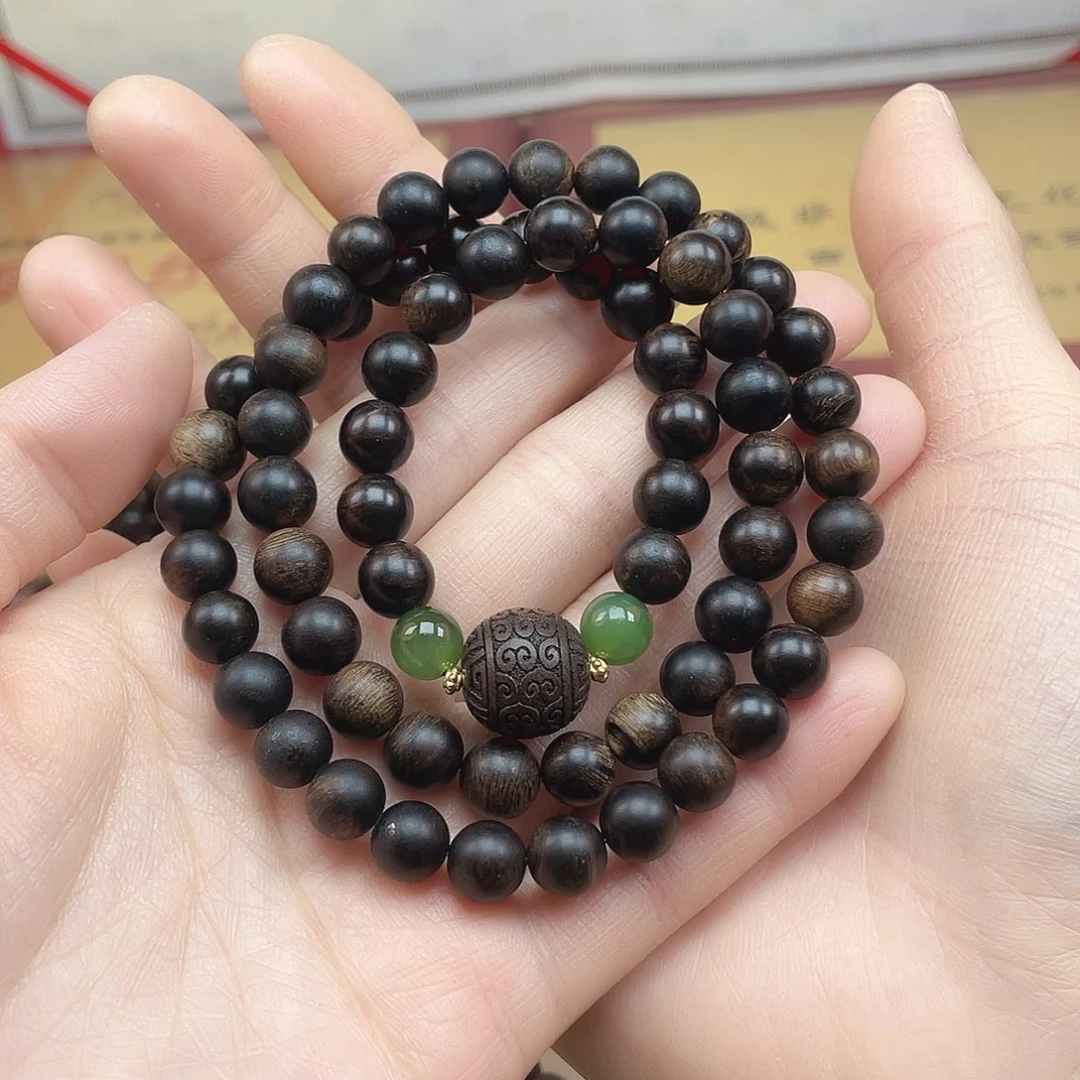 沉香手串越南芽庄白棋雷击缨子瘤疤