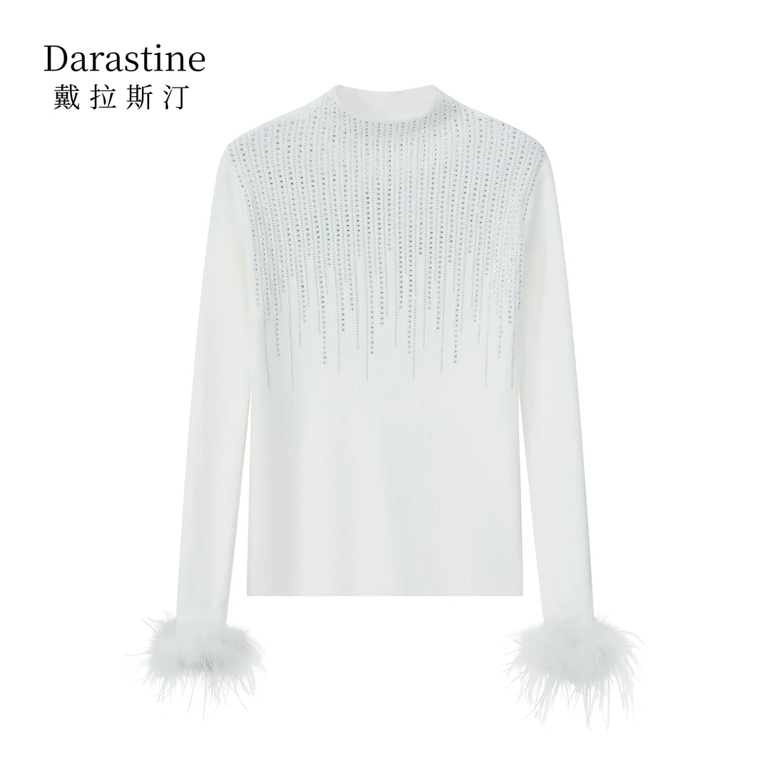 【高高甄选】Darastine戴拉斯汀重工钉珠名媛简约打底衫HY1659