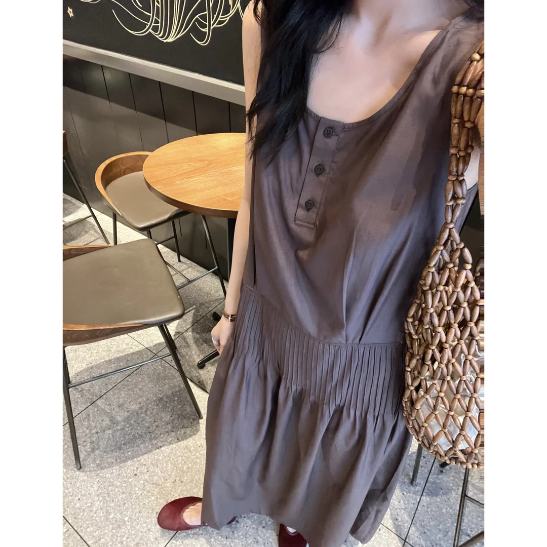 FAR ZOOM  宽松压褶百褶连衣裙