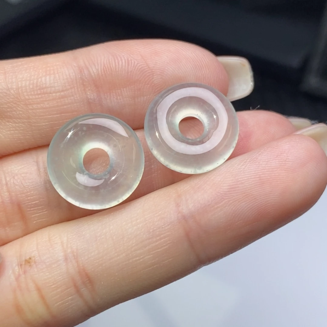 翡翠未镶嵌耳饰冰圈圈