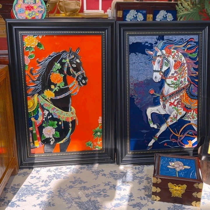 L***洋木瓷板画艺术作品一对