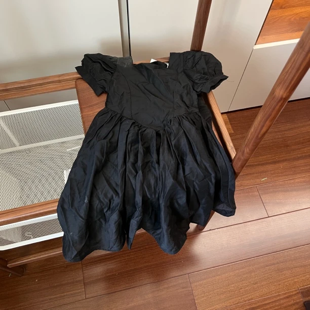 【编号L312】22031-01-儿童后背蝴蝶结连衣裙黑色-MAML