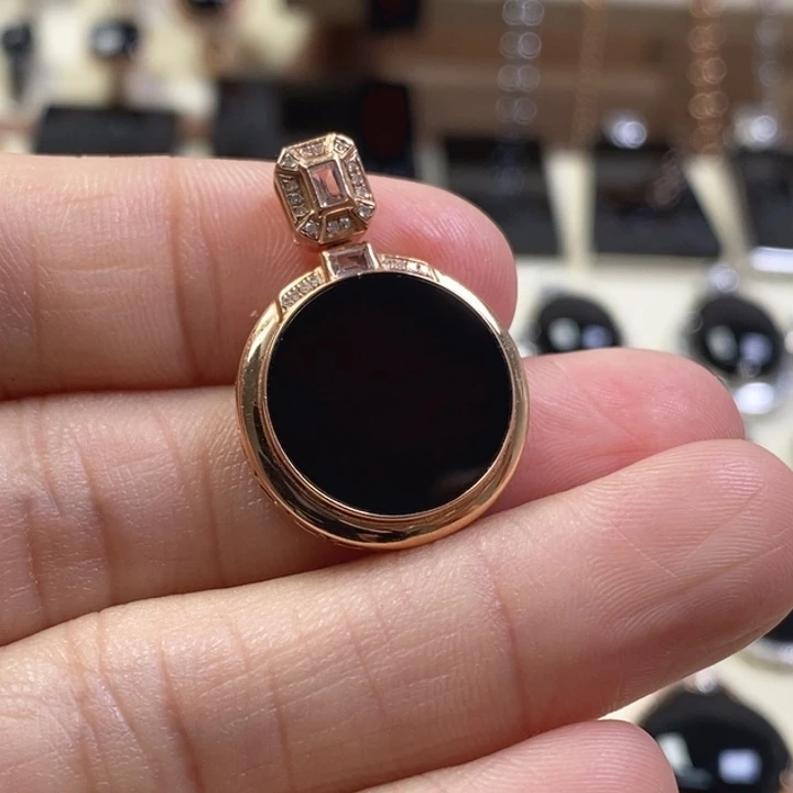 翡翠耳饰18K金镶嵌缅甸天然翡翠墨翠