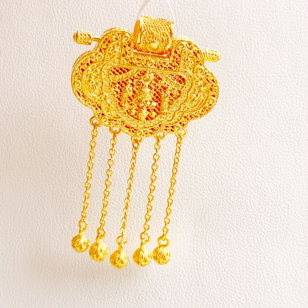 足金999真金纯黄金古法天子门生吊坠