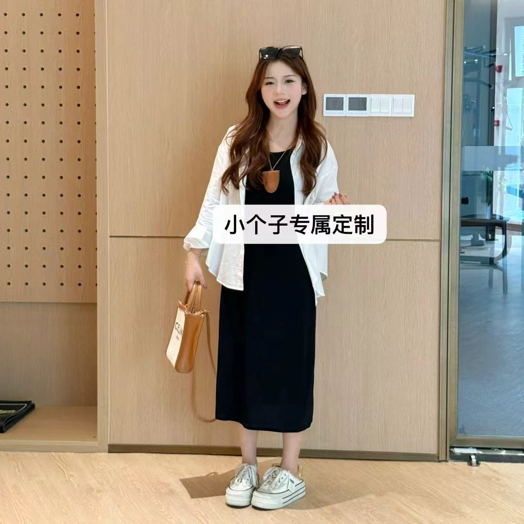小个子专属定制秋款时尚休闲套装白色衬衫配背心裙高级感韩系裙子