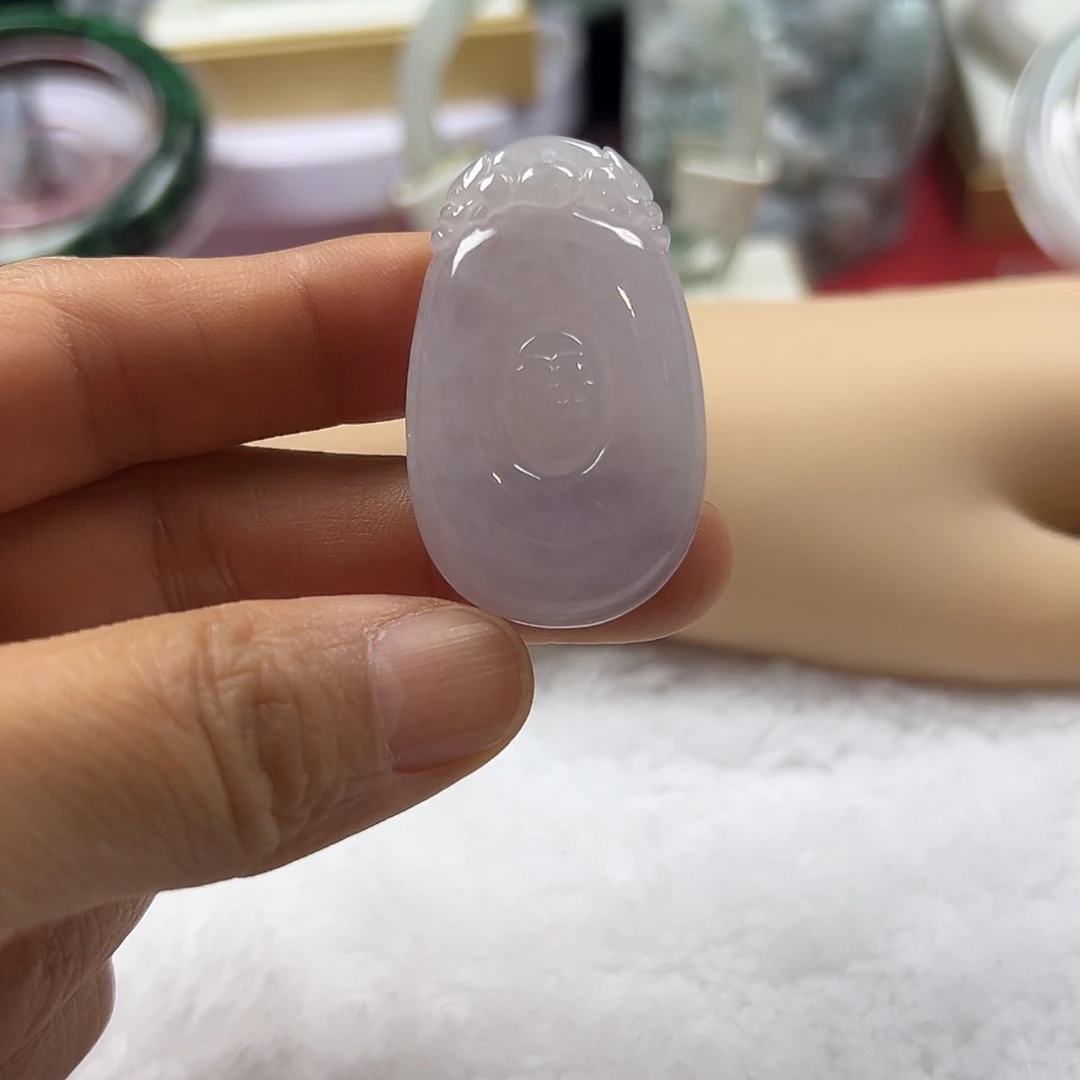 颈饰未镶嵌翡翠缅甸天然A货翡翠平安无事牌吊坠