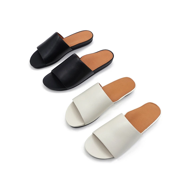 足弓支撑细腻真皮拖 软面软底舒适弹性皮拖女