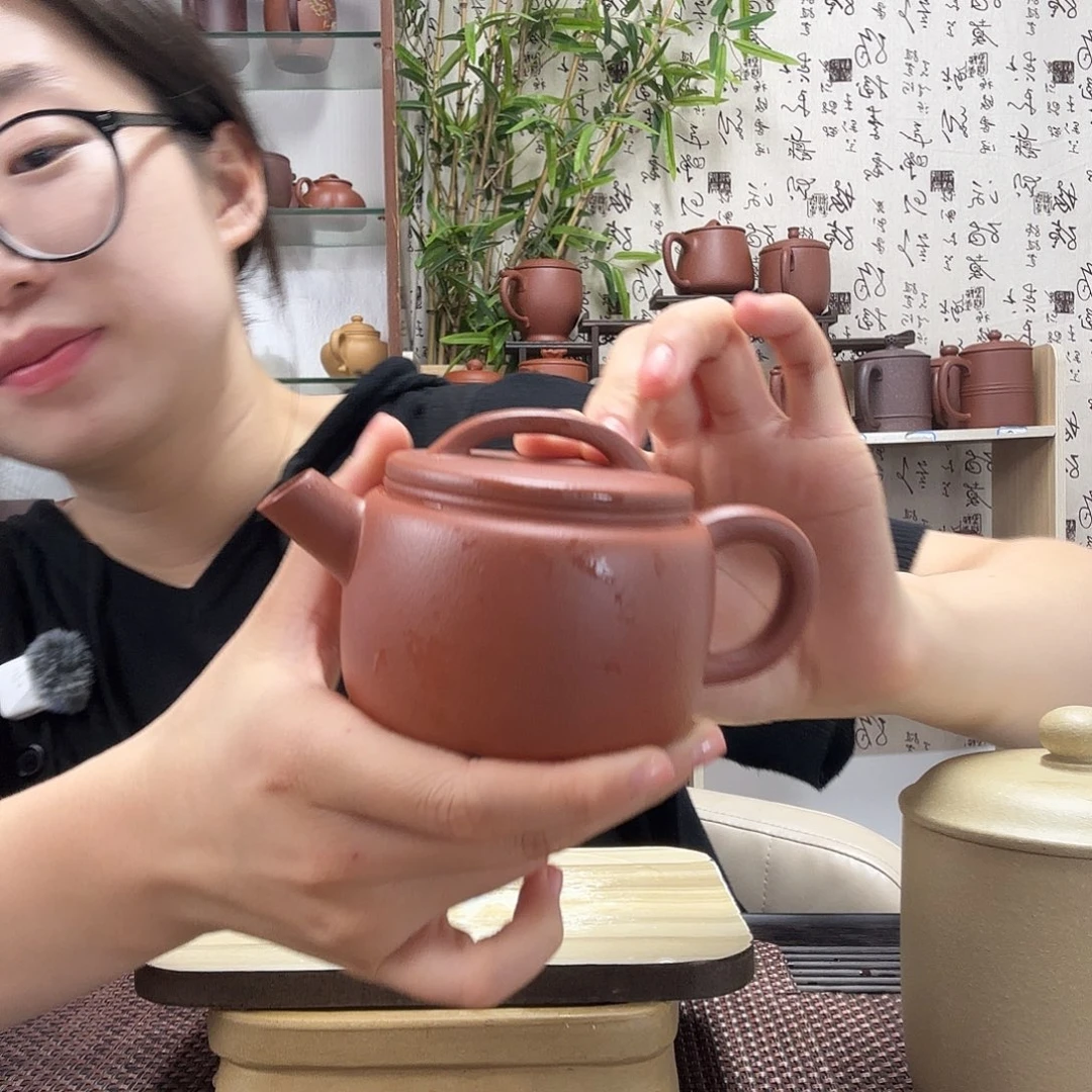 茶壶紫砂原矿红降坡炮嘴汉瓦200CC左右没礼盒微瑕