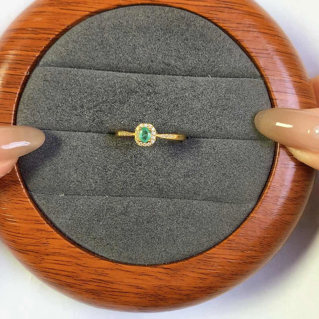 祖母绿戒指银S925镶嵌