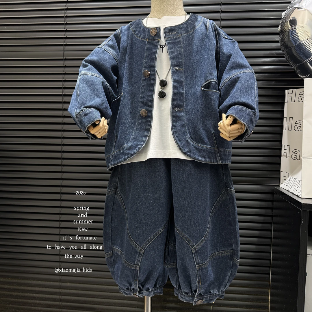 现货-儿童春季牛仔套装K-5273欧若风穿搭森系百搭韩版男女套装