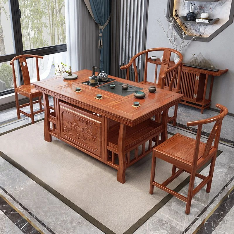【佛山一铭】实木茶桌桌椅家用实用组合中式茶几茶台整套一体办桌子