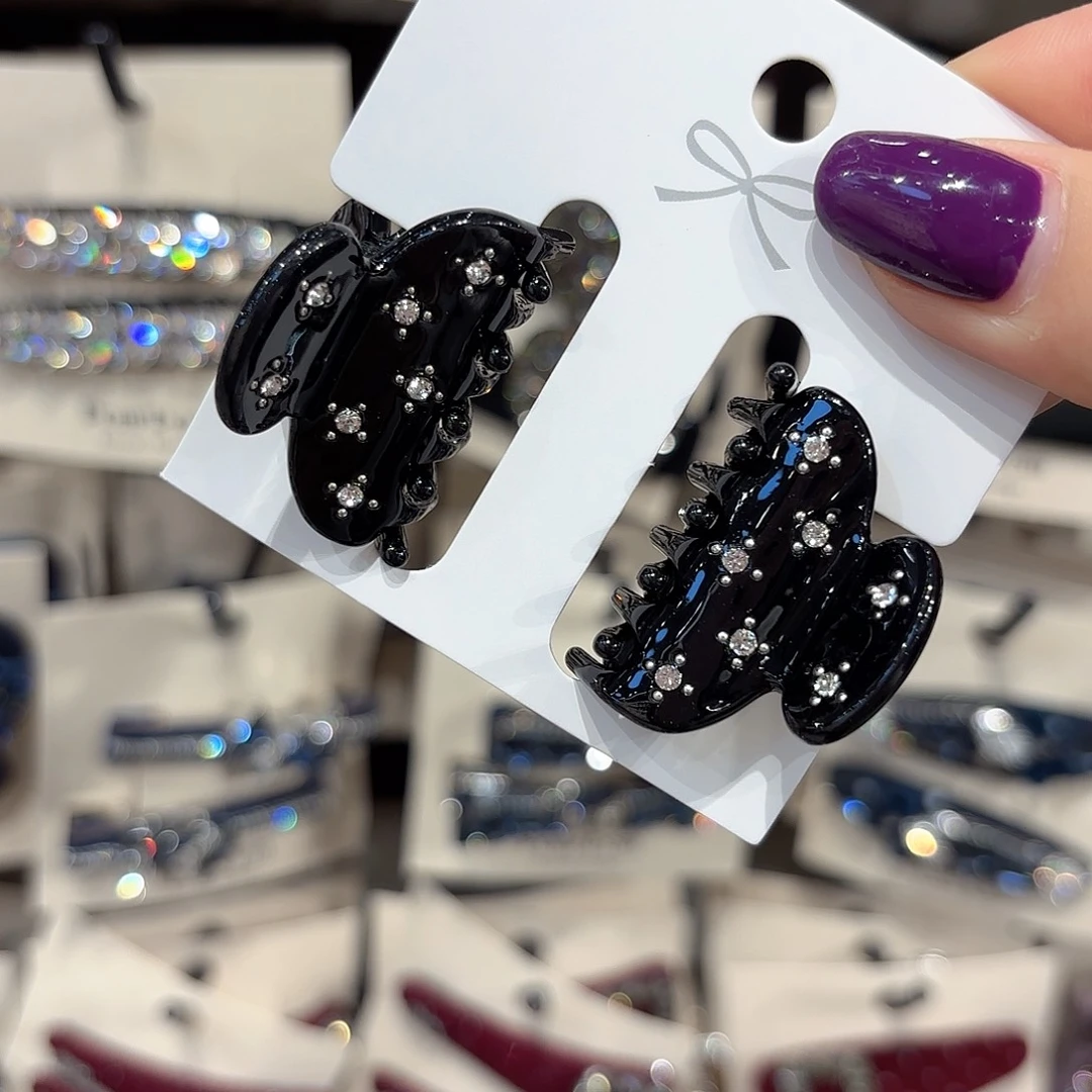 皮质铁合金黑色刘海夹