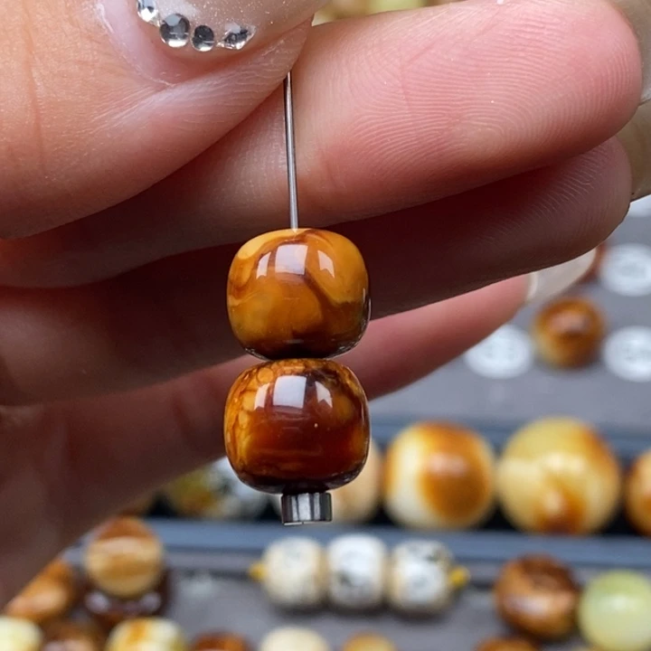 未镶嵌琥珀裸石老型对珠9.6