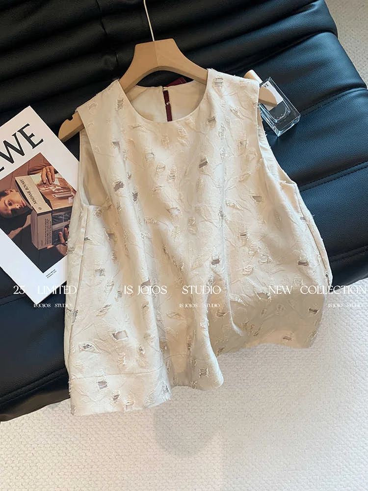 新中式重工无袖衬衫背心女2025夏季新款轻奢时尚高级百搭小衫上衣