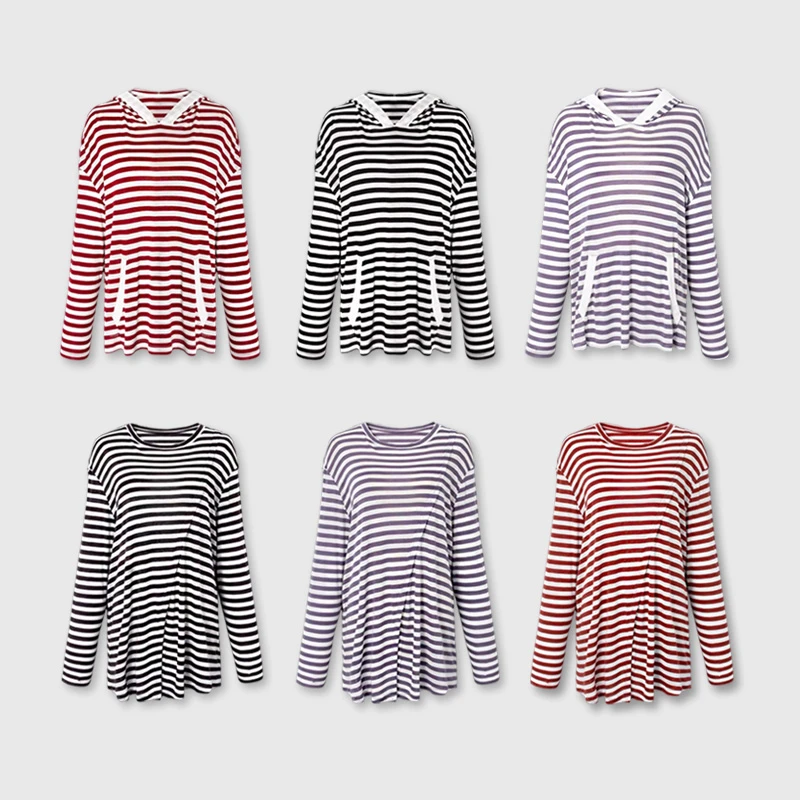加大码女装胖MM2025夏 高阶老钱风云端慵懒撞色卫衣式条纹T恤三色