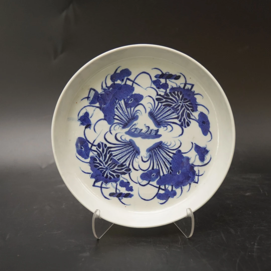Lot.25081030清光绪青花河塘清趣铜锣洗 直径：约18.8cm